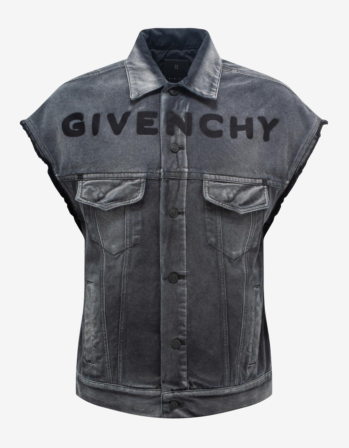 Givenchy Wash Black Sleeveless Denim Jacket