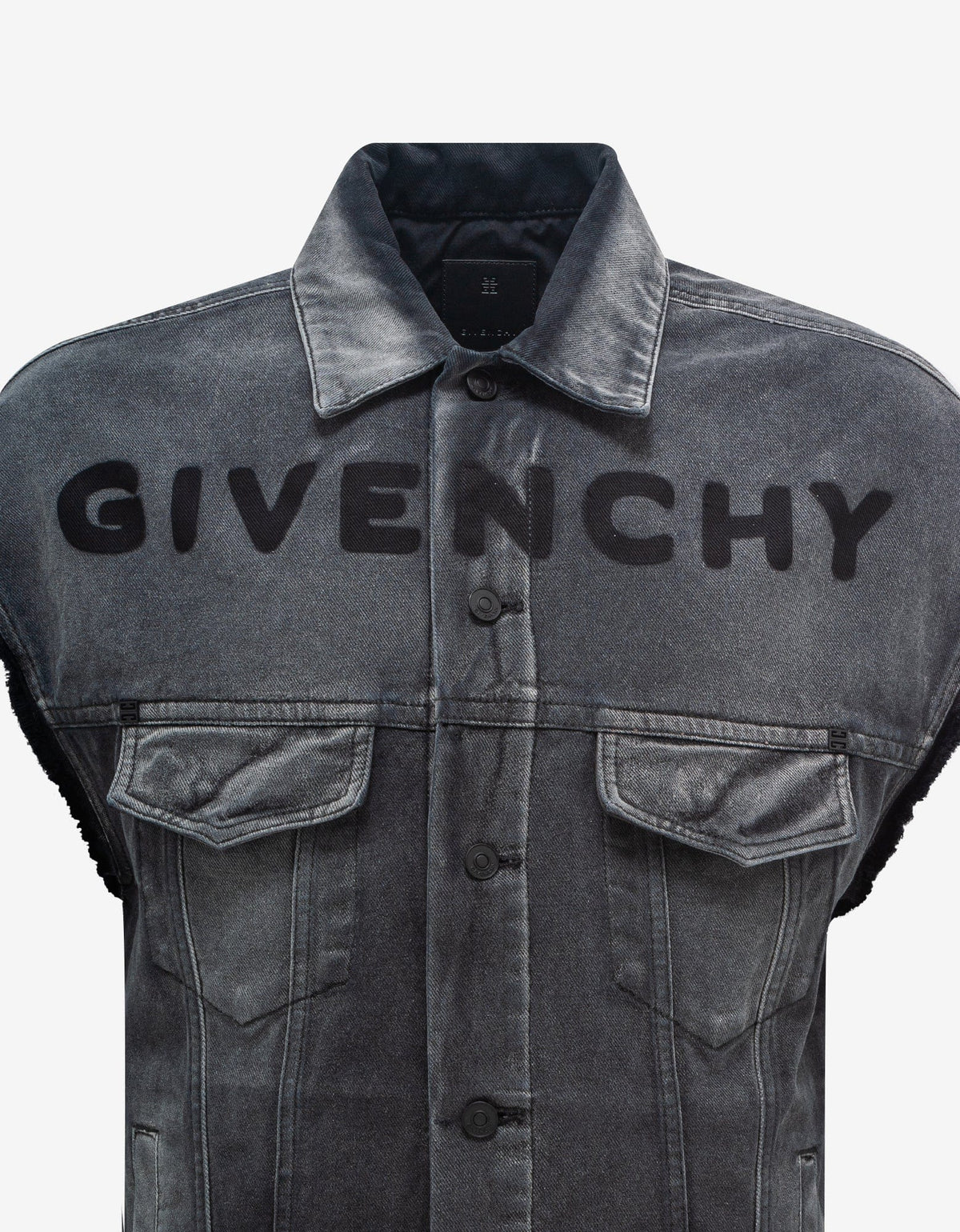 Givenchy Wash Black Sleeveless Denim Jacket