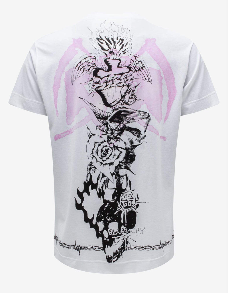 Givenchy White Gothic Print Oversized T-Shirt