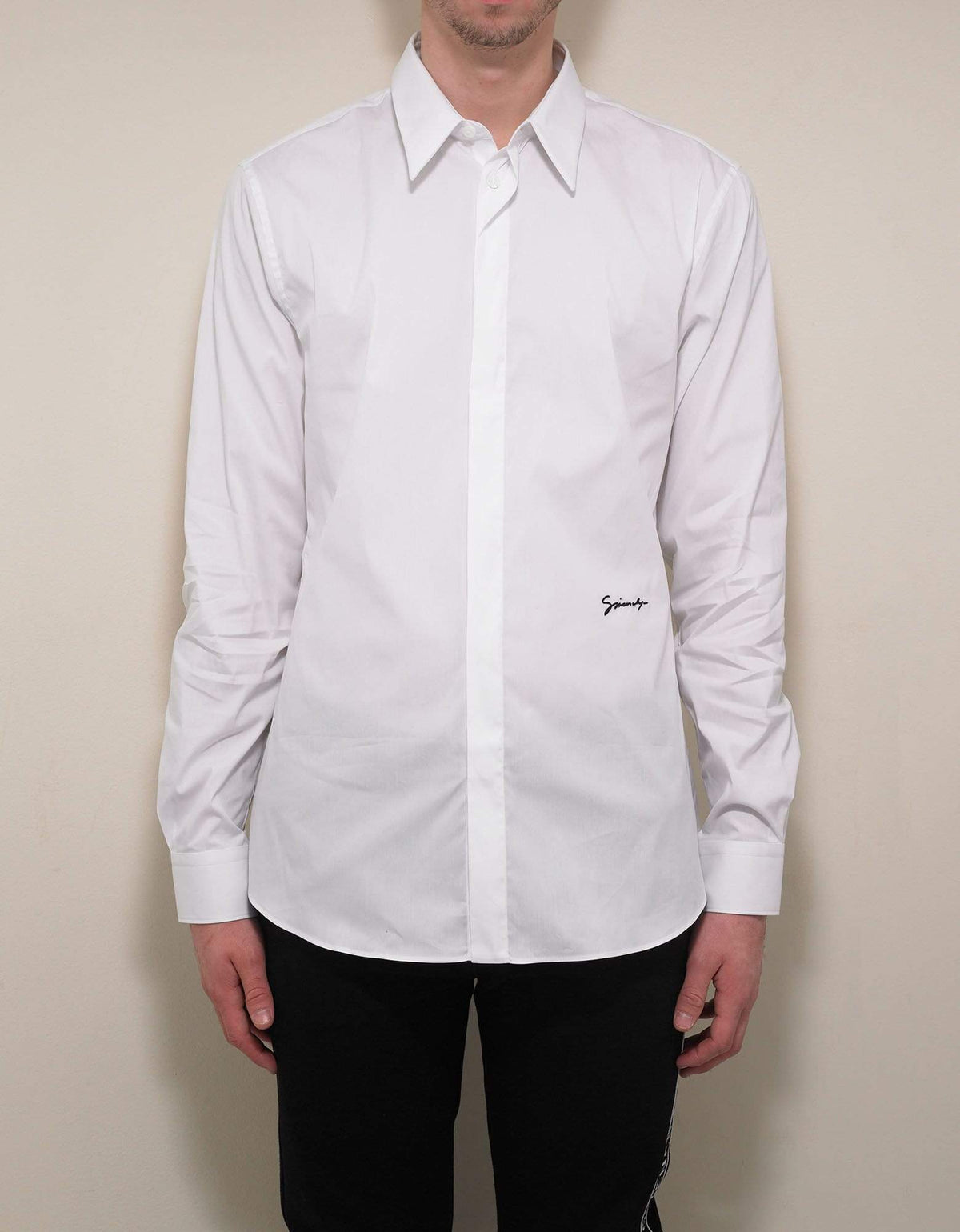 Givenchy White Logo Signature Stretch-Cotton Shirt