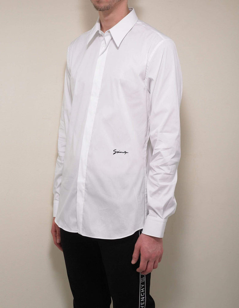 Givenchy White Logo Signature Stretch-Cotton Shirt