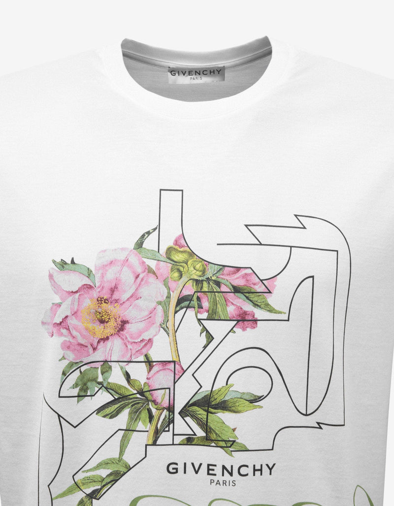 Givenchy White Peony Print T-Shirt