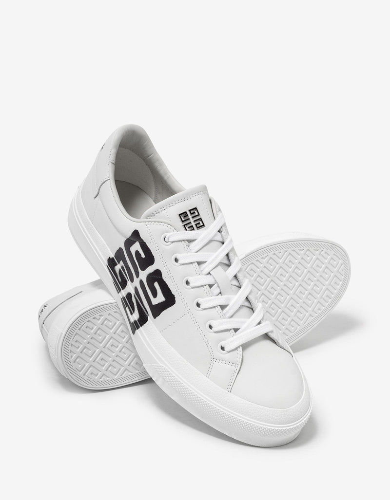 Givenchy White Tag-Effect Logo City Sport Trainers