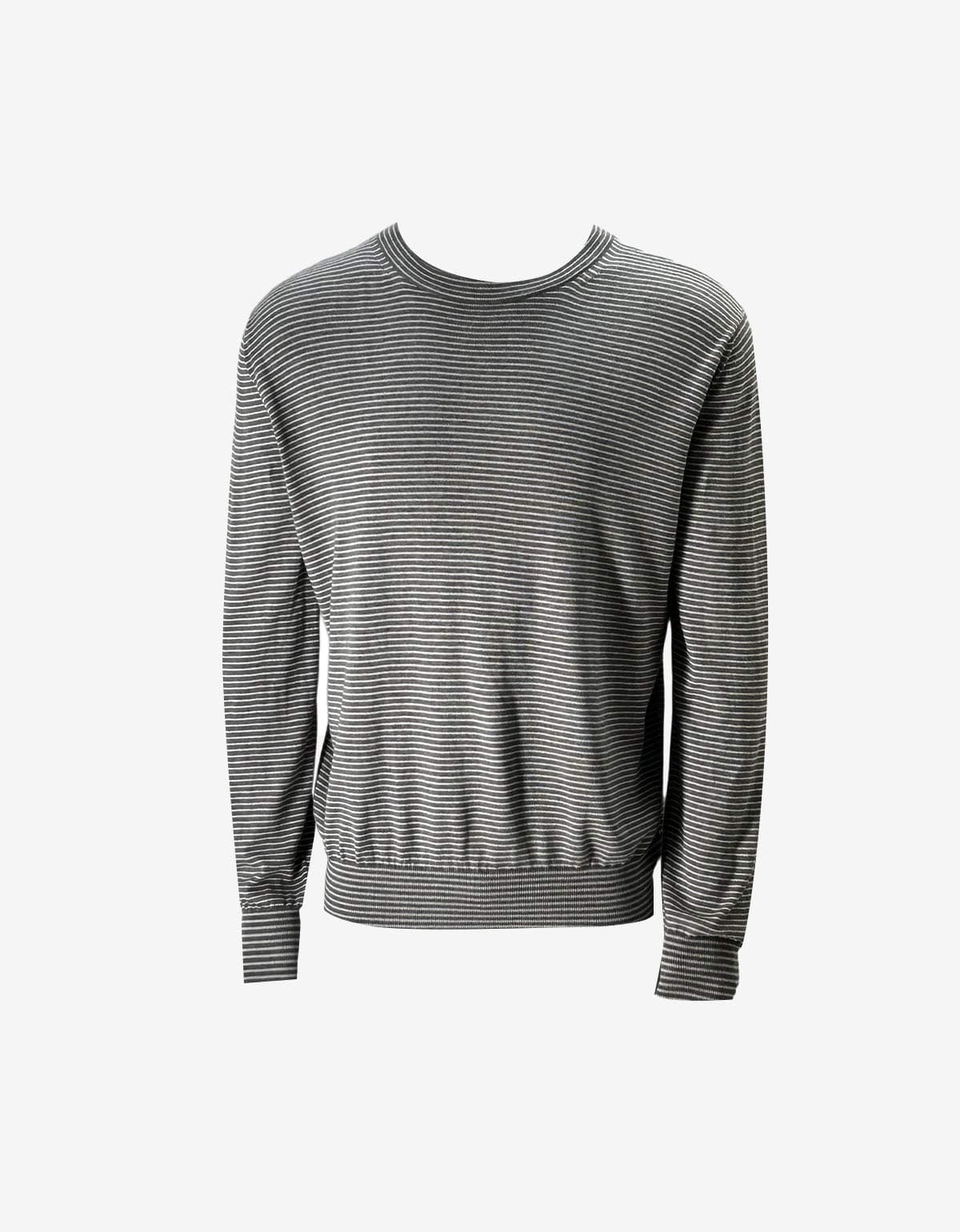 Gucci Greige Silk / Cashmere Wool Mix Knitted Stripe Jumper