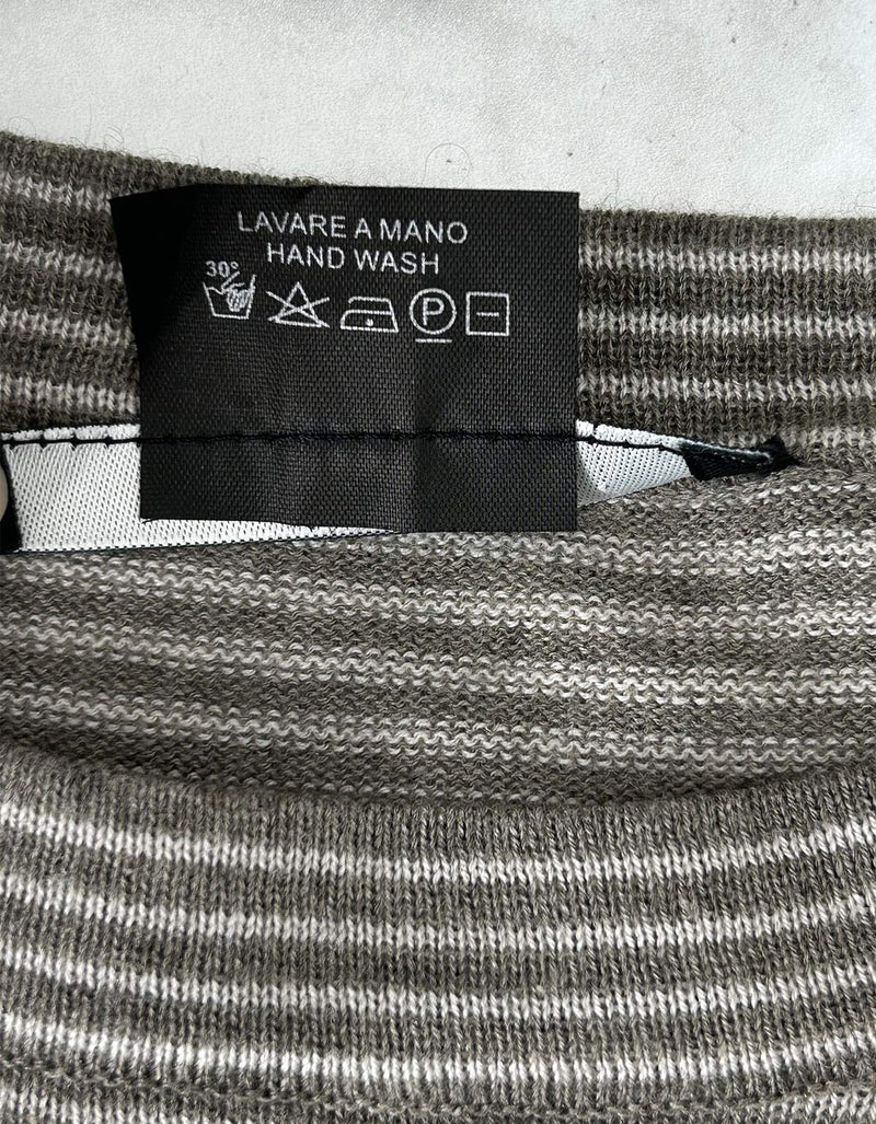 Gucci Greige Silk / Cashmere Wool Mix Knitted Stripe Jumper