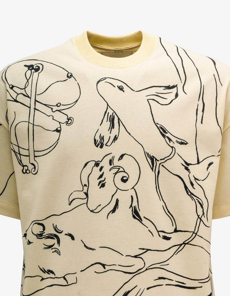 Jil Sander Beige Horoscope Graphic T-Shirt