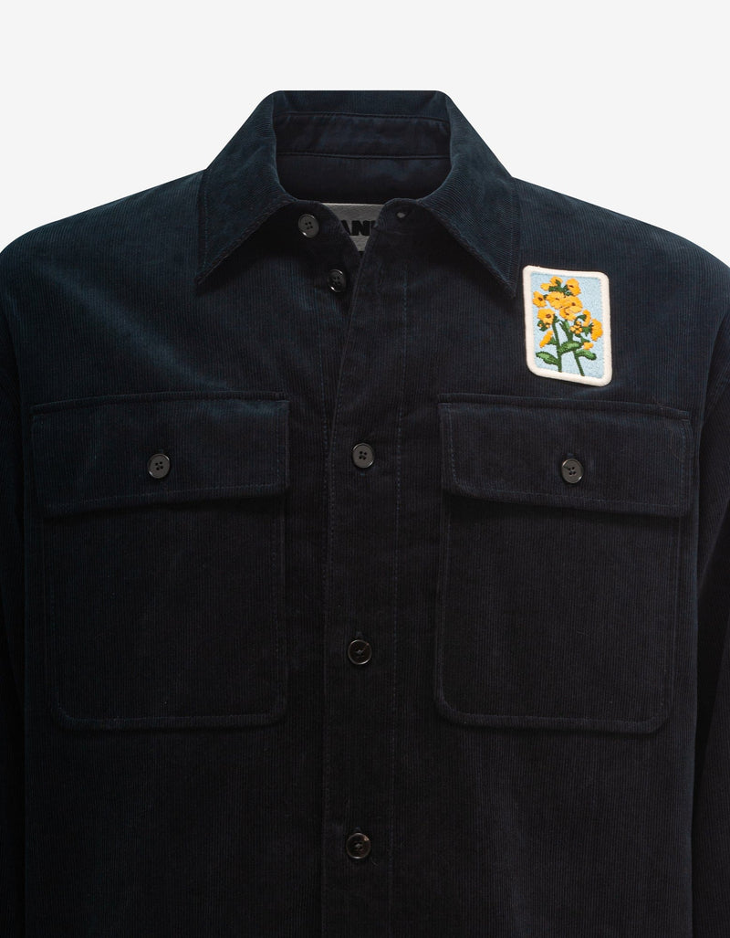 Jil Sander Jil Sander Midnight Blue Patch Corduroy Shirt