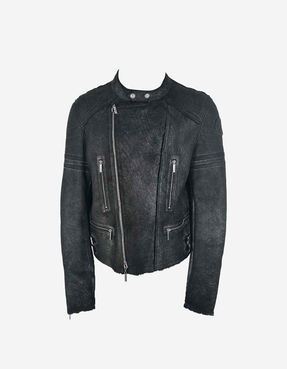 John Galliano Black Shearling Leather Biker Jacket