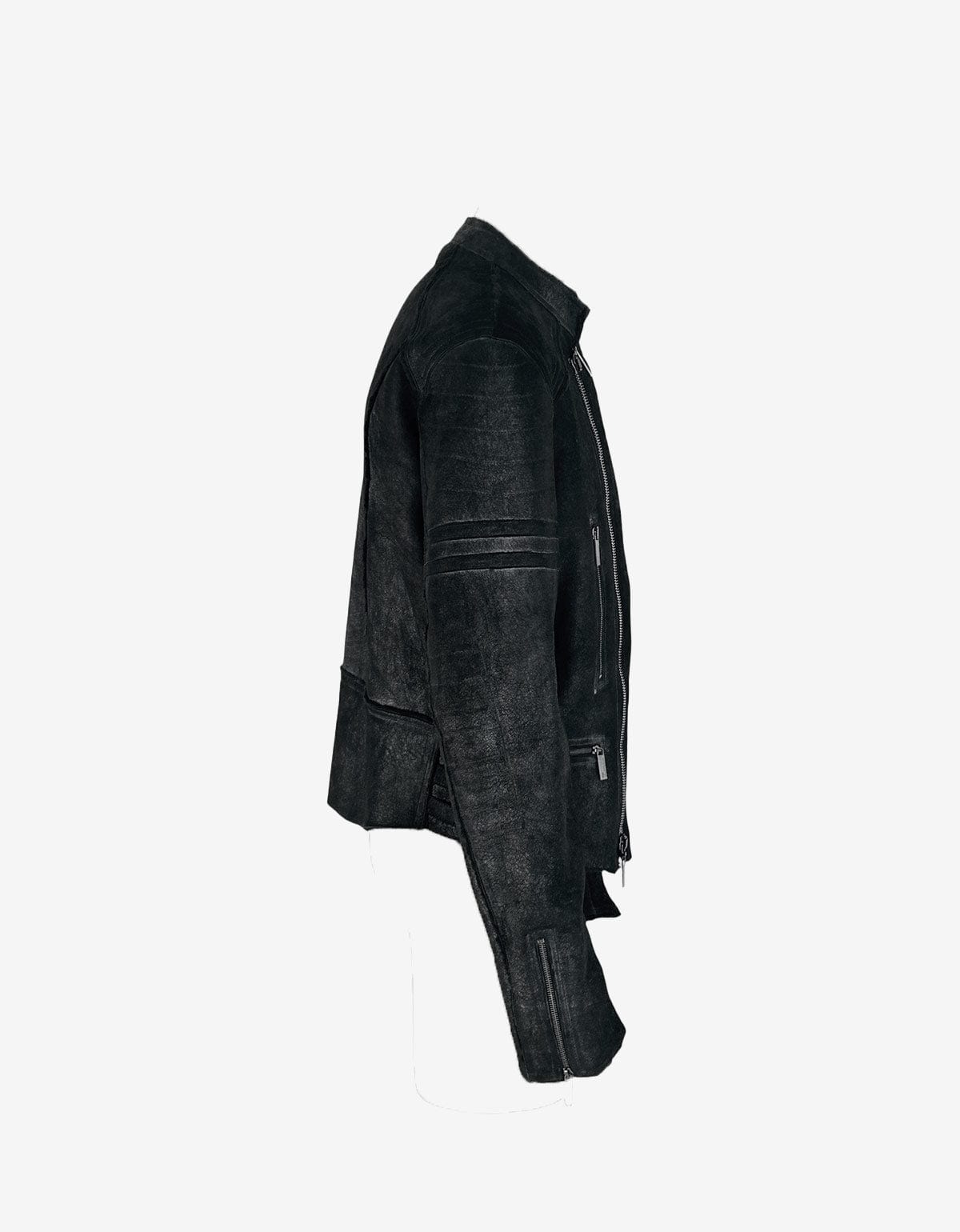 John Galliano Black Shearling Leather Biker Jacket