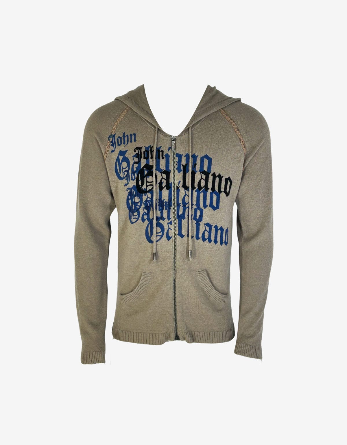 John Galliano Cashmere Knitted Hood Zip Through Cardigan