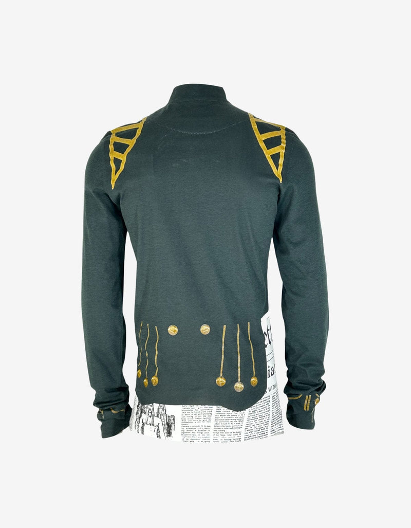 John Galliano Henley Style T-Shirt With Military Tunic Inspired Detail