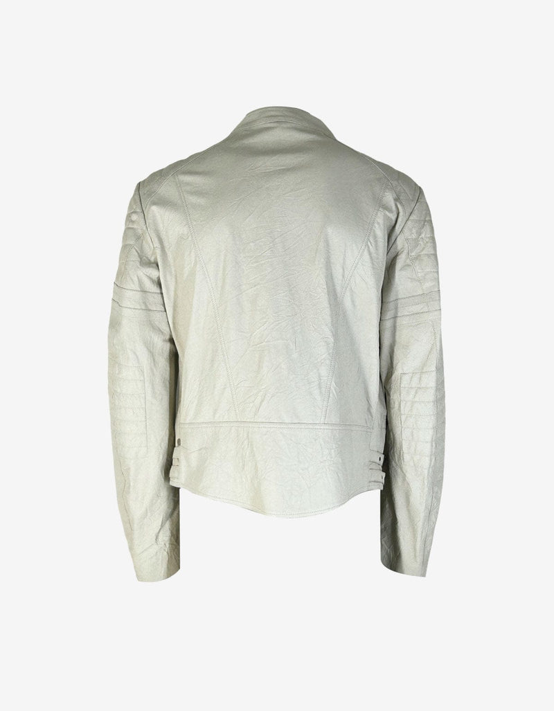 John Galliano Lamb Skin Off White Classic Style Biker Jacket