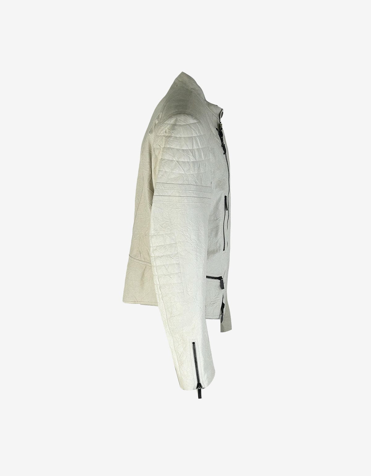 John Galliano Lamb Skin Off White Classic Style Biker Jacket