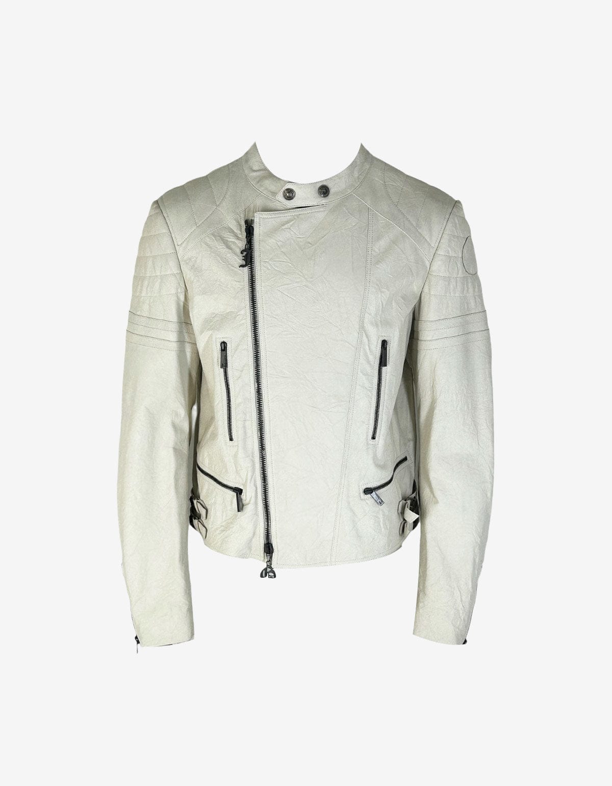 John Galliano Lamb Skin Off White Classic Style Biker Jacket