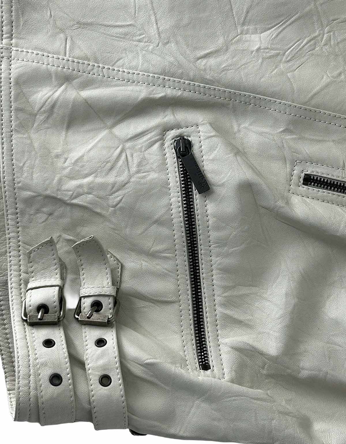 John Galliano Lamb Skin Off White Classic Style Biker Jacket