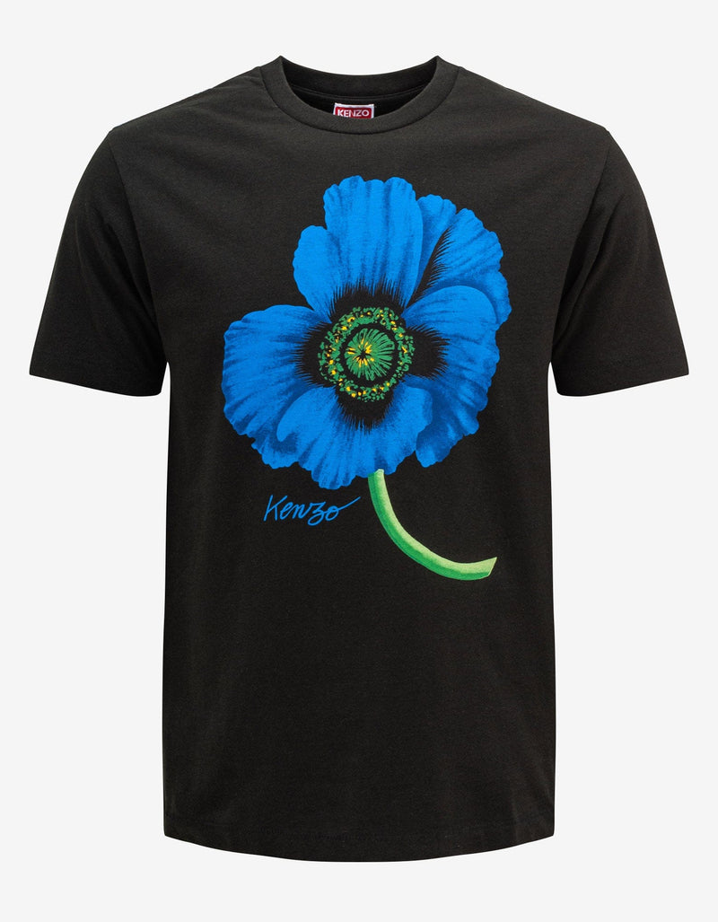 Kenzo Black Kenzo Poppy Print T-Shirt