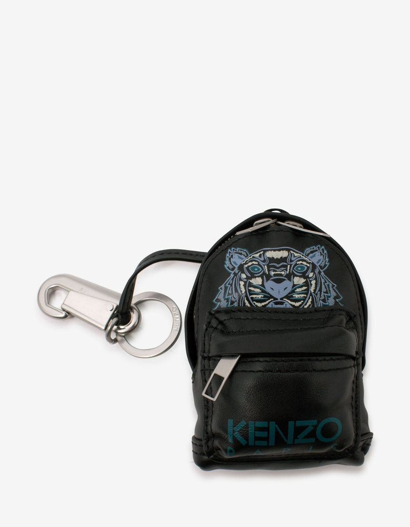 Kenzo Black Tiger Backpack Leather Keychain