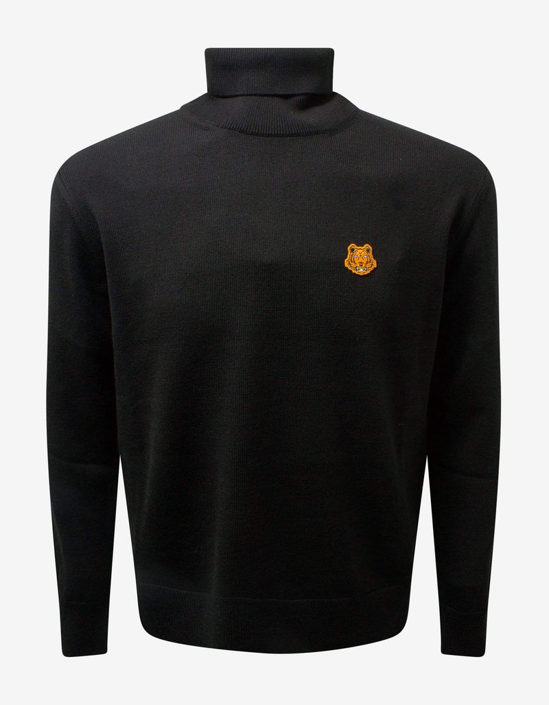 Kenzo Black Tiger Crest Roll Neck Sweater