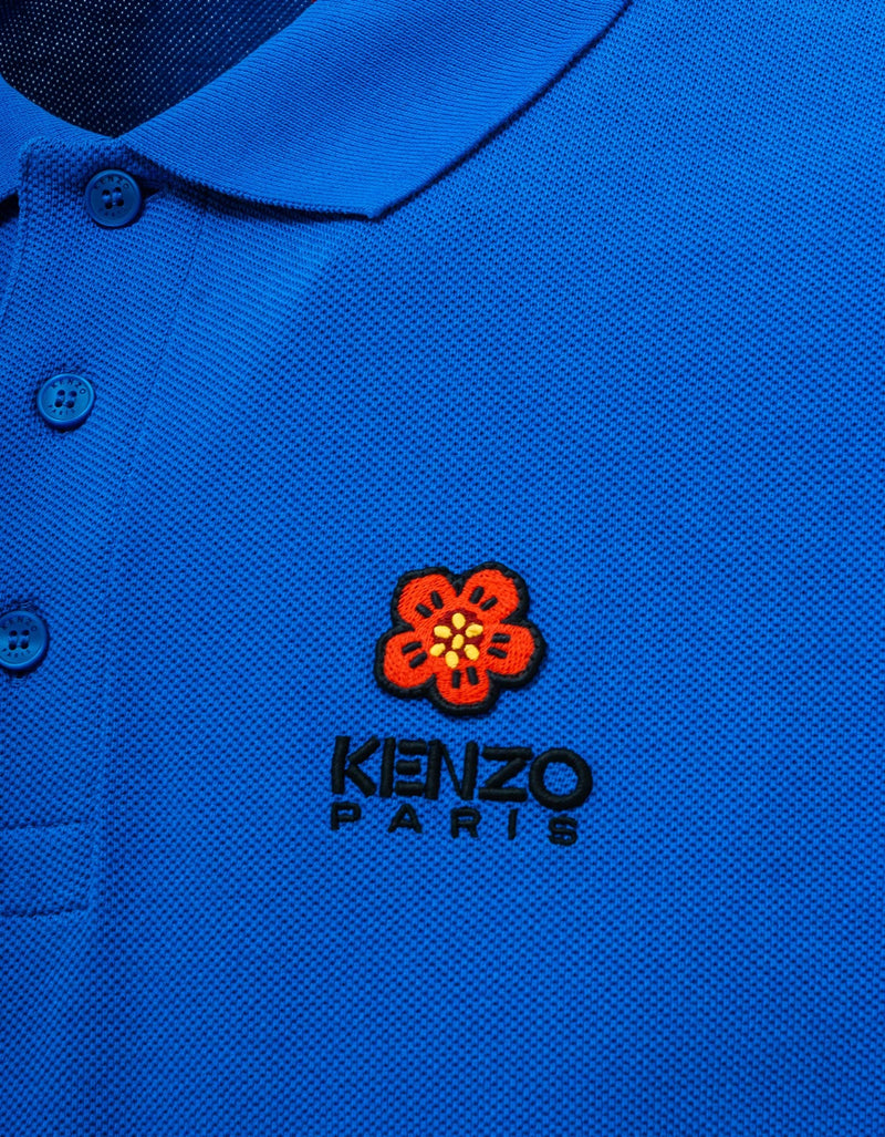 Kenzo Blue 'Boke Flower' Crest Polo T-Shirt