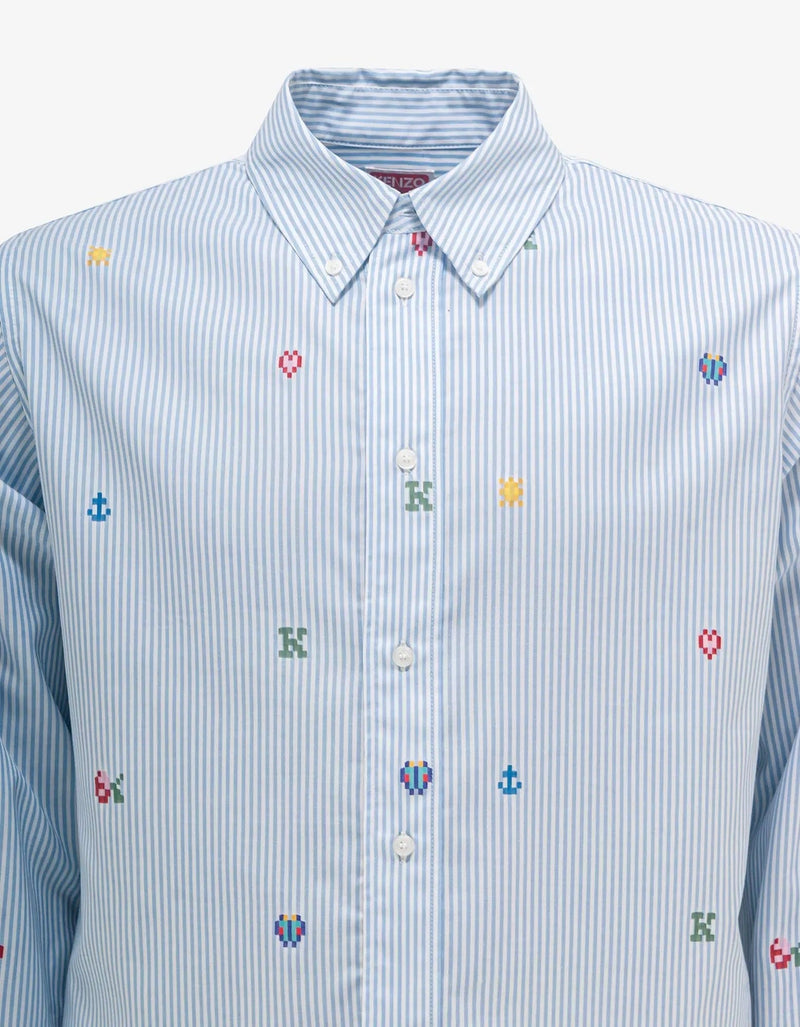 Kenzo Blue 'Kenzo Pixel' Striped Shirt