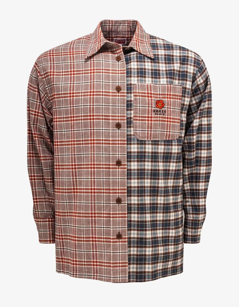 Kenzo Bordeaux Checked Oversized Shirt