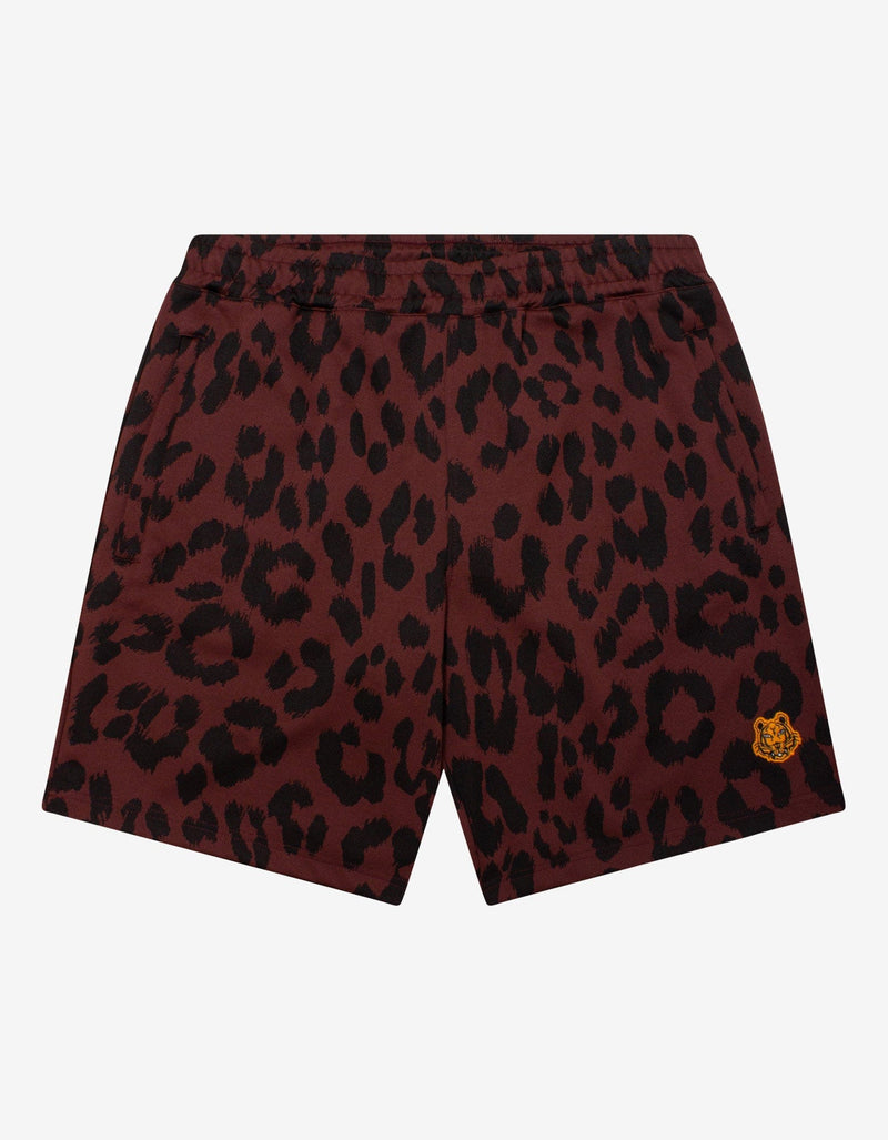 Kenzo Bordeaux Leopard Print Shorts