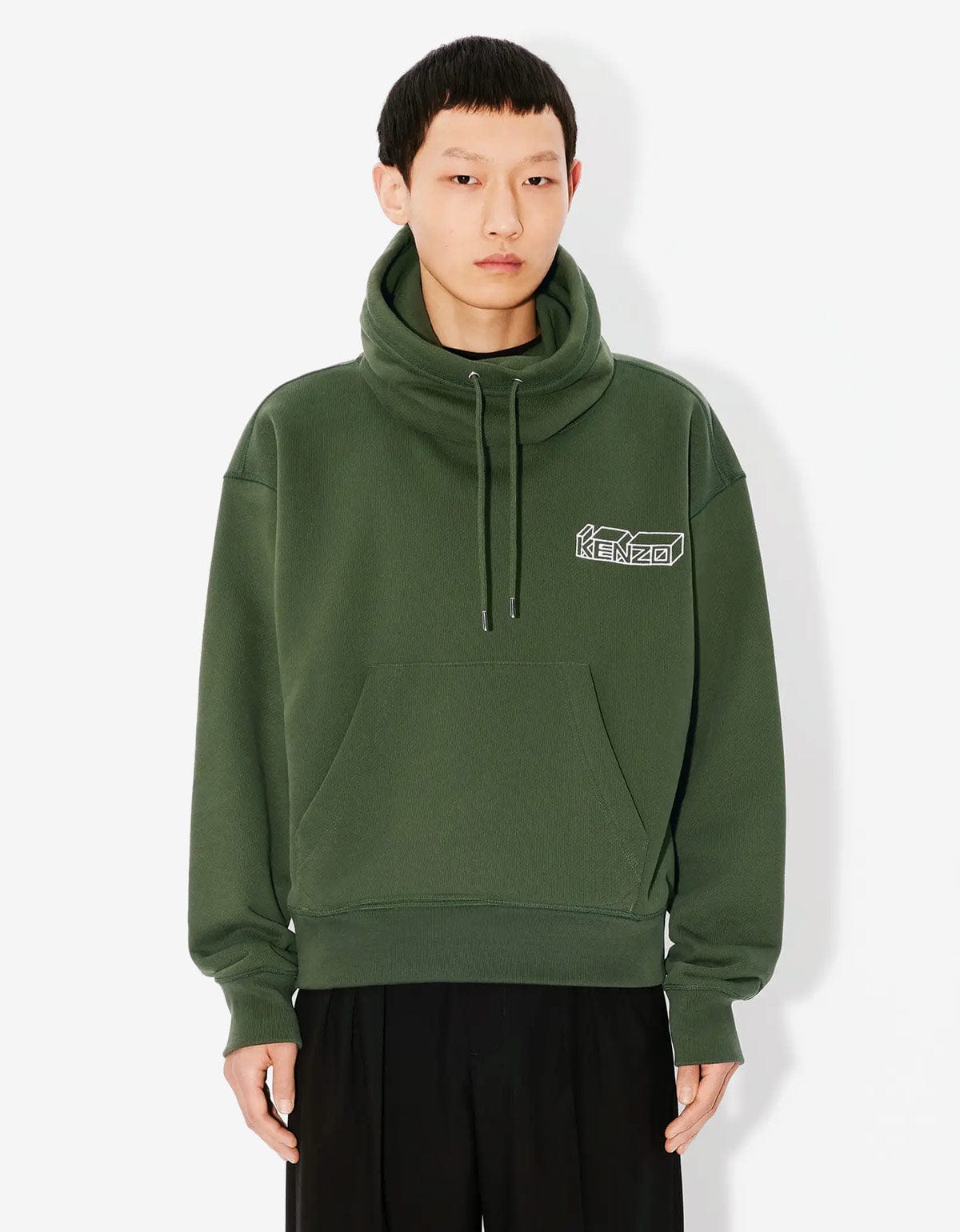 Kenzo Green Kenzo Kube Embroidered Snood Sweatshirt