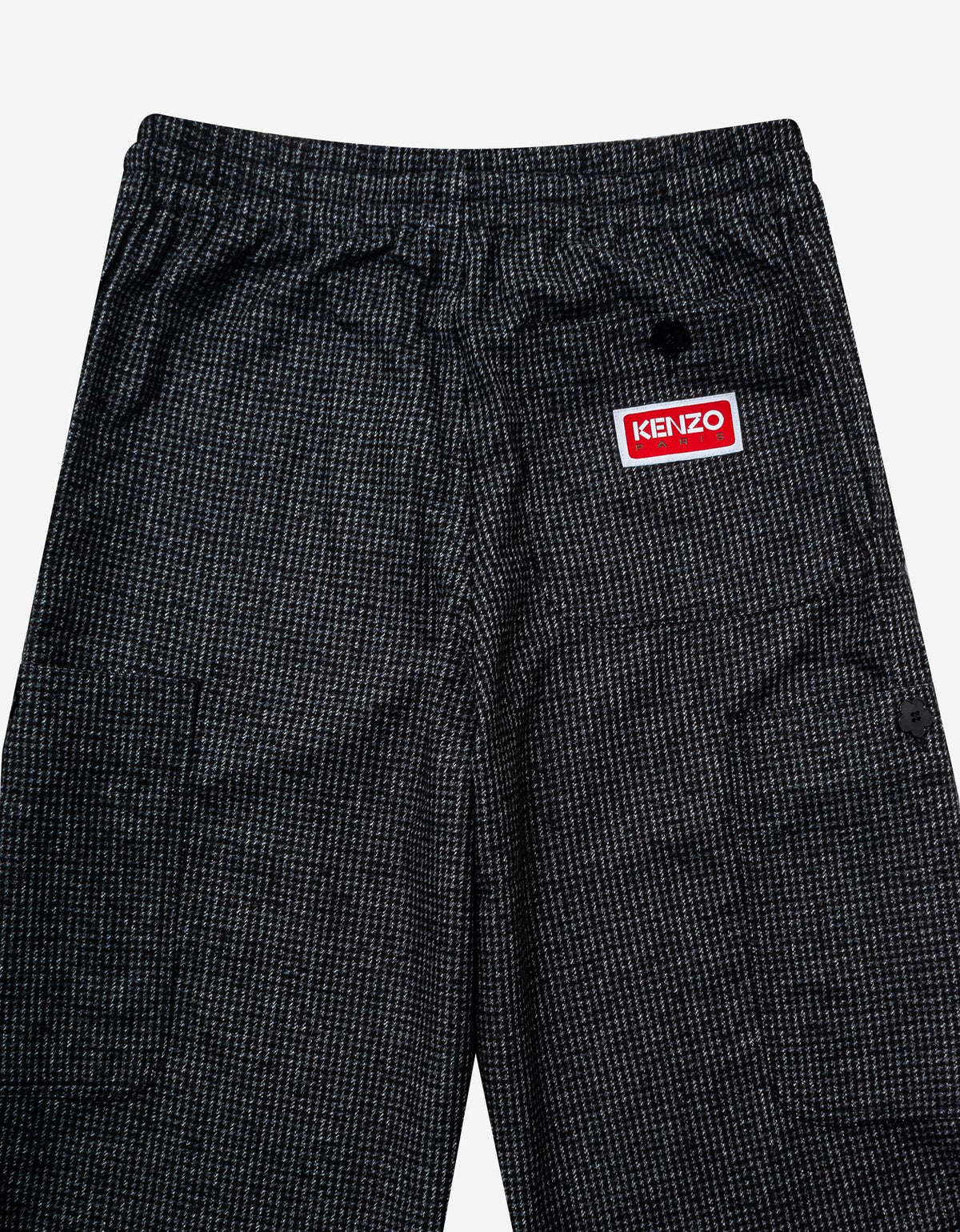 Kenzo Grey Checked Wool Cargo Trousers