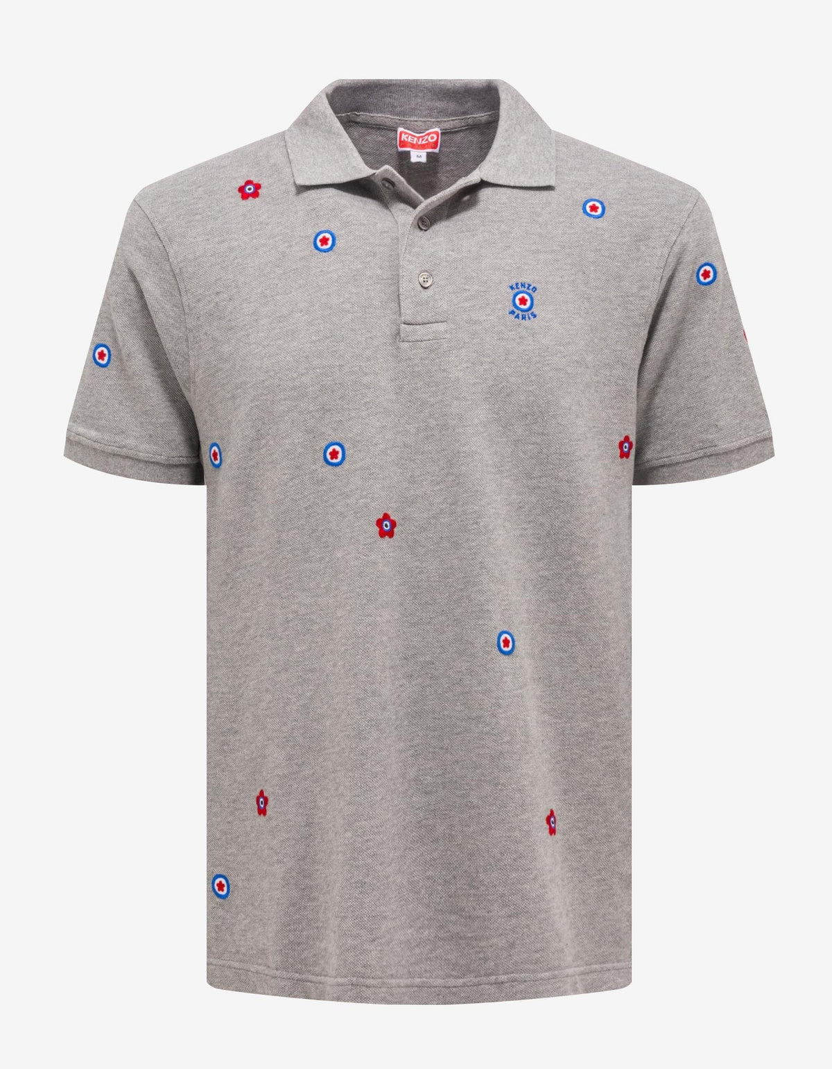 Kenzo Grey 'Kenzo Target' Embroidered Polo T-Shirt