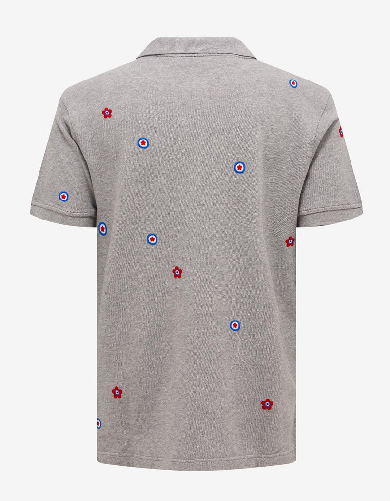 Kenzo Grey 'Kenzo Target' Embroidered Polo T-Shirt