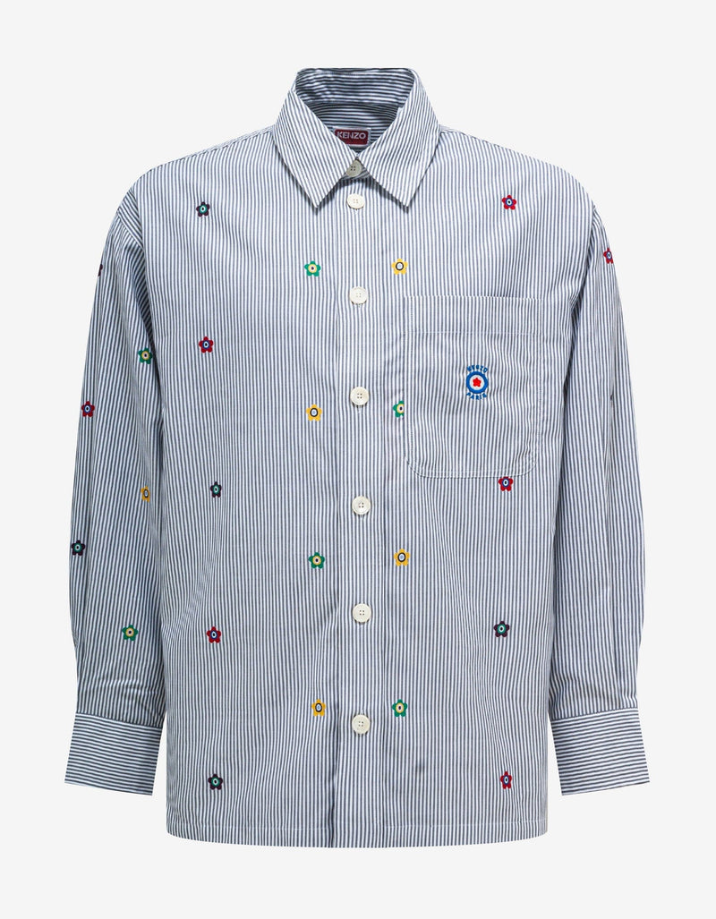 Kenzo Grey 'Kenzo Target Embroidered Striped Shirt