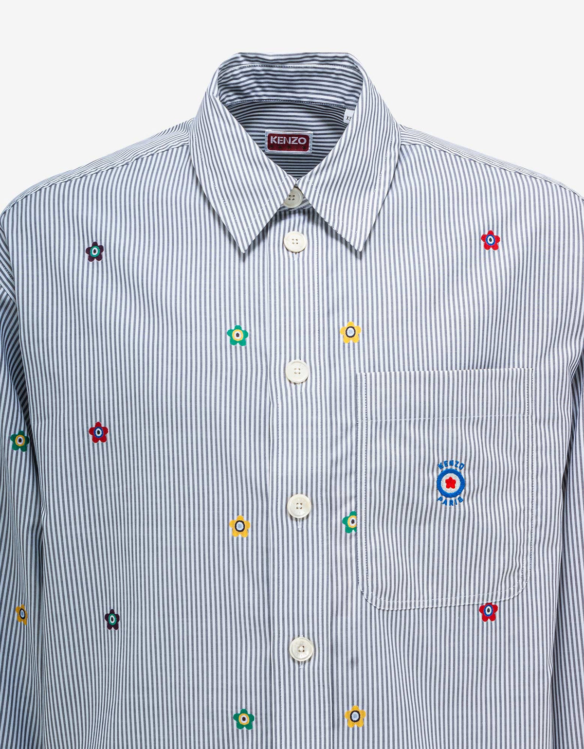 Kenzo Grey 'Kenzo Target Embroidered Striped Shirt