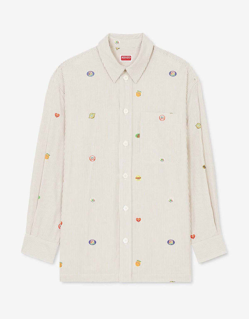 Kenzo Kenzo Beige 'Kenzo Fruit Stickers' Oversized Shirt
