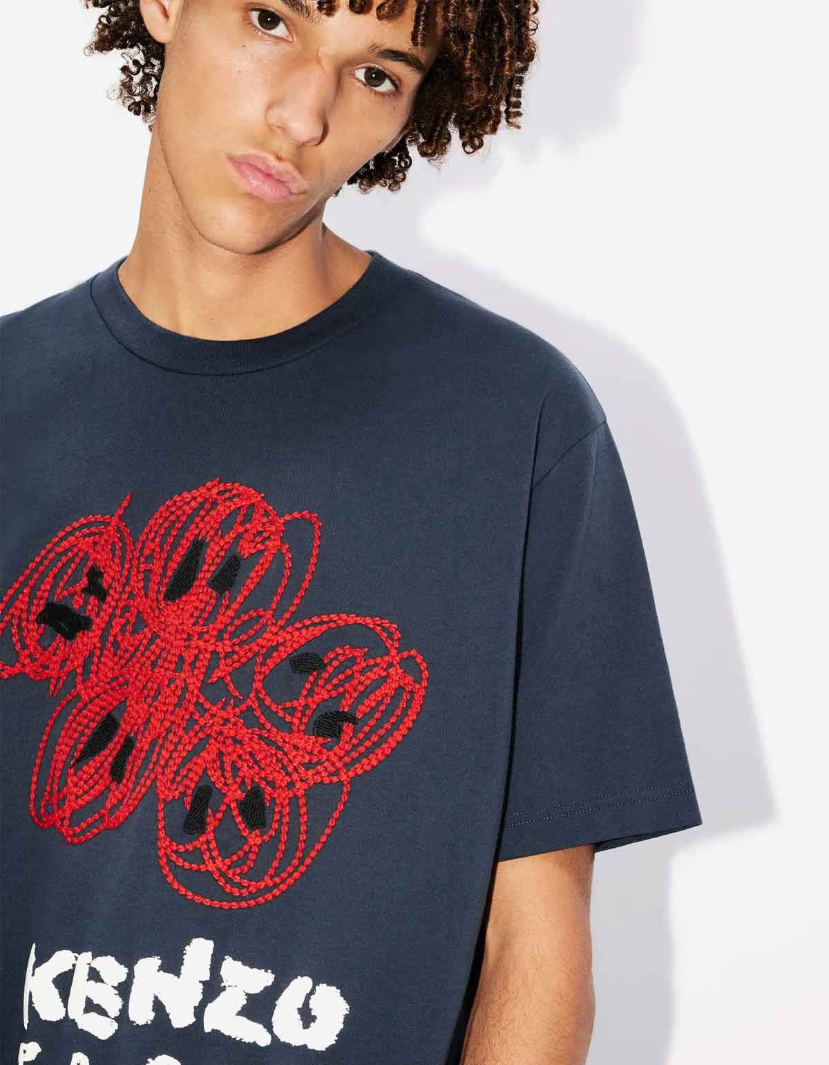 Kenzo Kenzo Blue 'Kenzo Drawn Varsity' T-Shirt