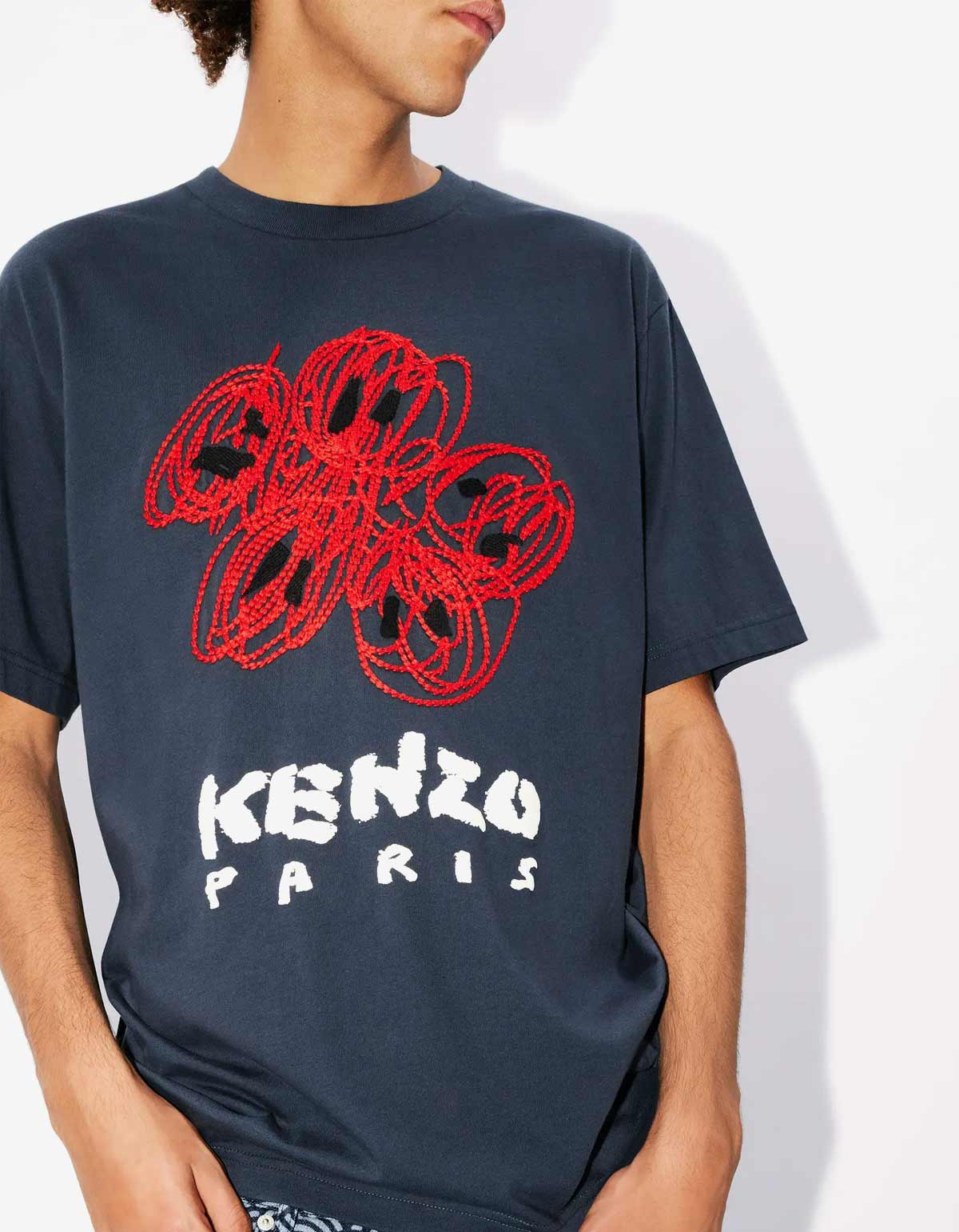 Kenzo Kenzo Blue 'Kenzo Drawn Varsity' T-Shirt