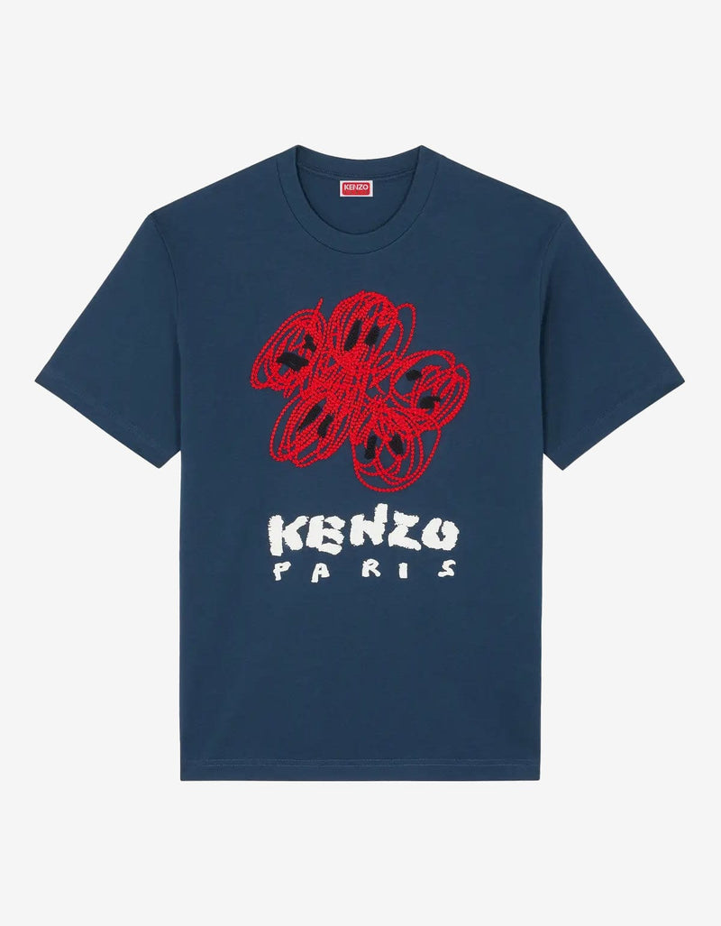 Kenzo Kenzo Blue 'Kenzo Drawn Varsity' T-Shirt