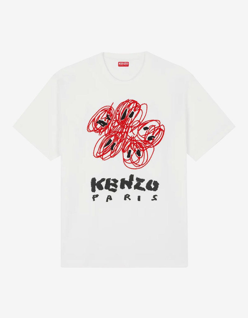 Kenzo Kenzo Off White 'Kenzo Drawn Varsity' T-Shirt
