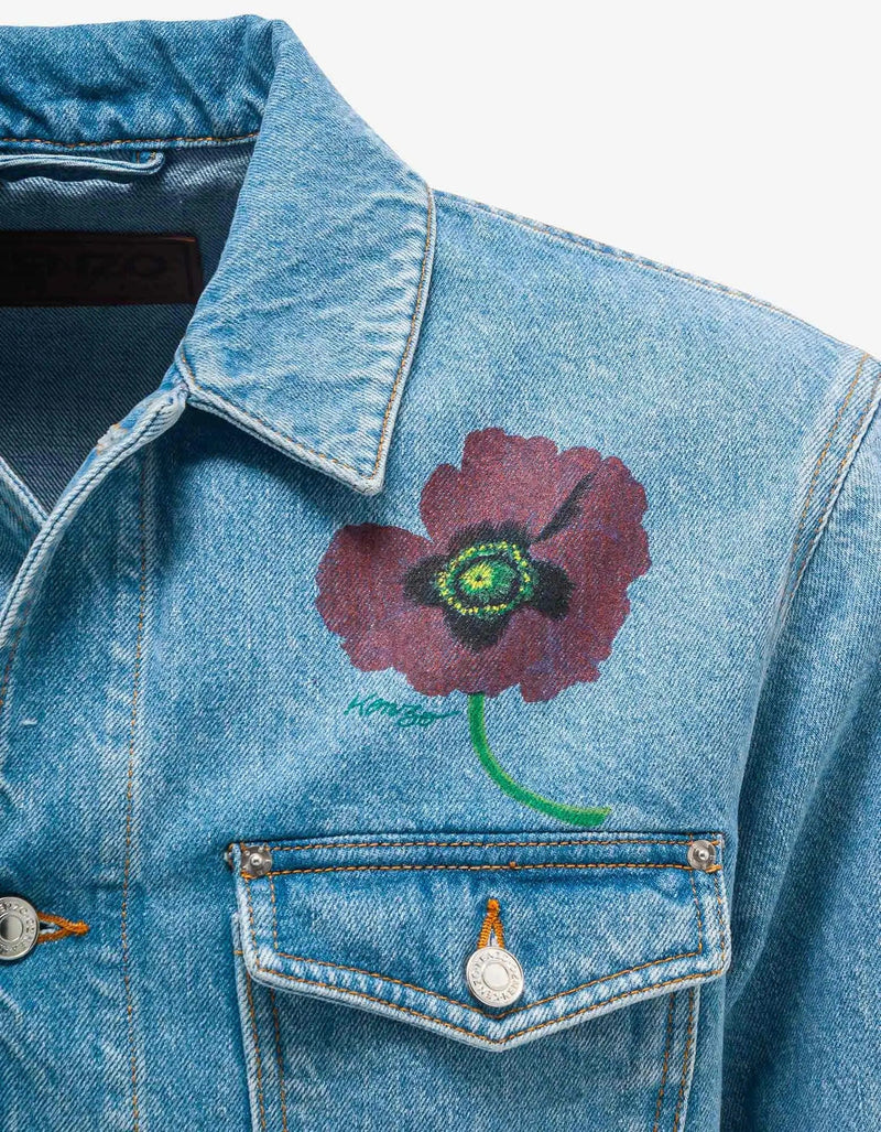 Kenzo Kenzo Sky Blue Kenzo Poppy Denim Jacket