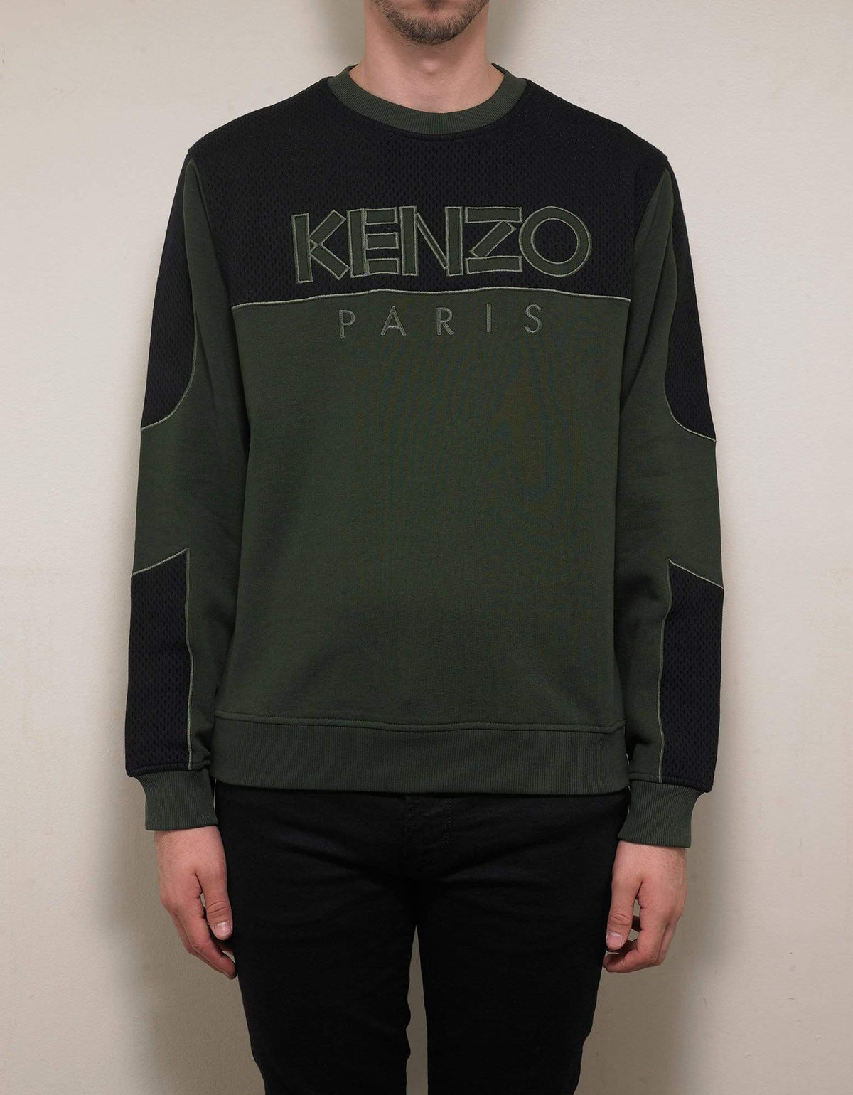 Kenzo Khaki Dual-Fabric Sweatshirt