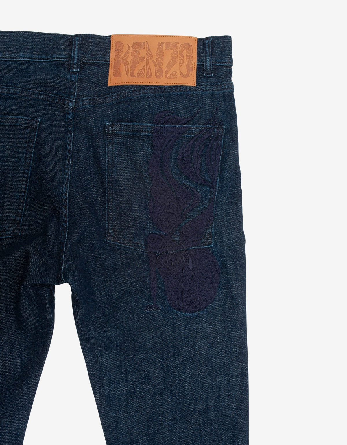 Kenzo Navy Blue Mermaids Embroidery Skinny Jeans