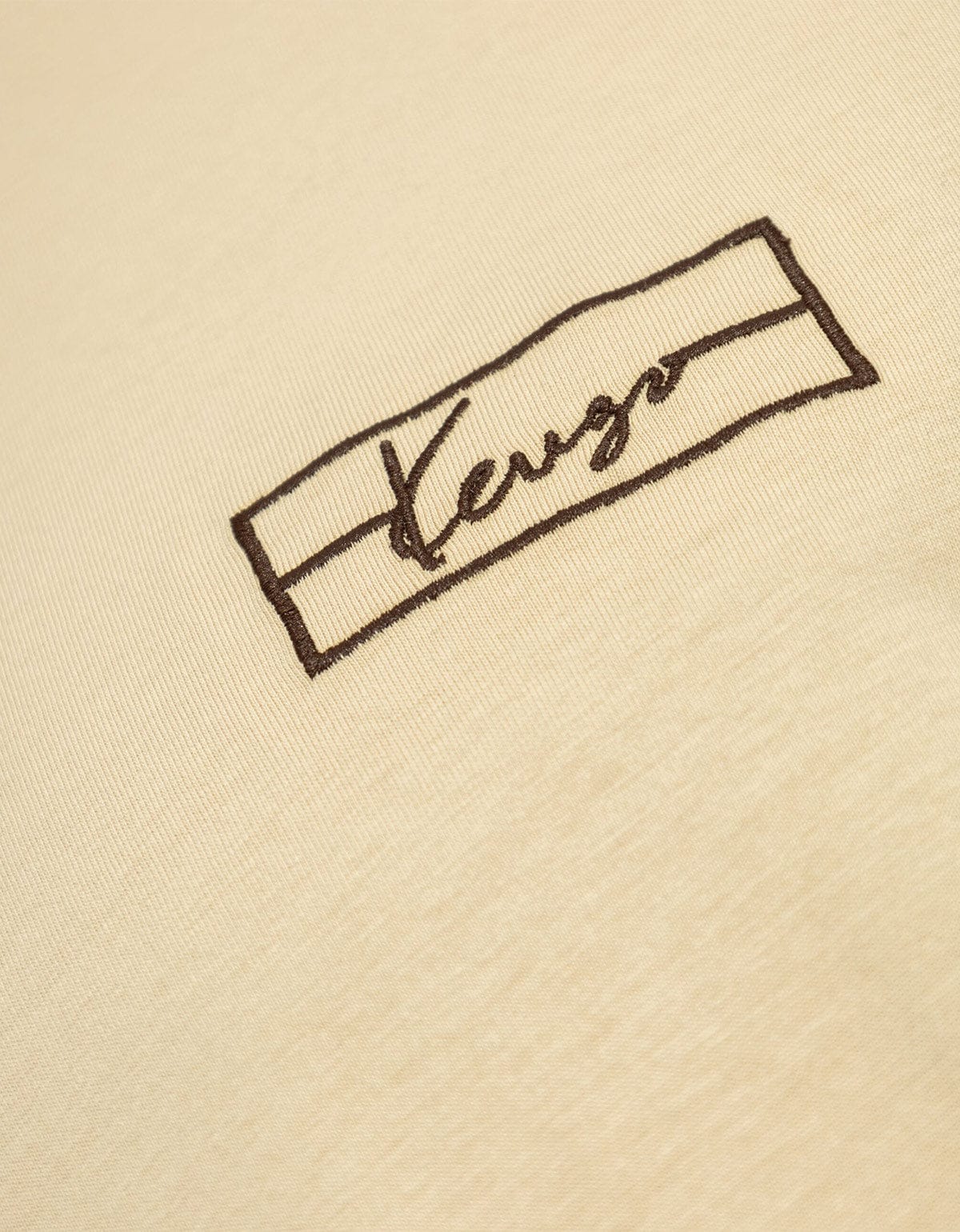 Kenzo Weave Beige Logo Embroidered T-Shirt