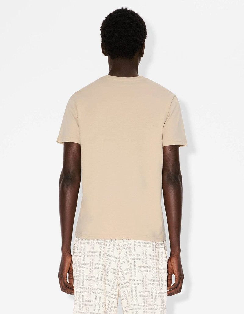 Kenzo Weave Beige Logo Embroidered T-Shirt