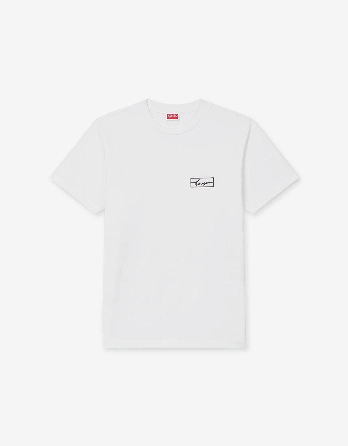 Kenzo Weave White Logo Embroidered T-Shirt