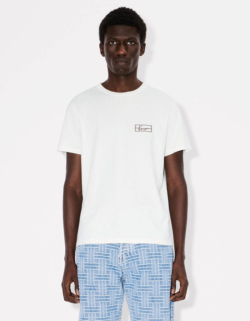 Kenzo Weave White Logo Embroidered T-Shirt