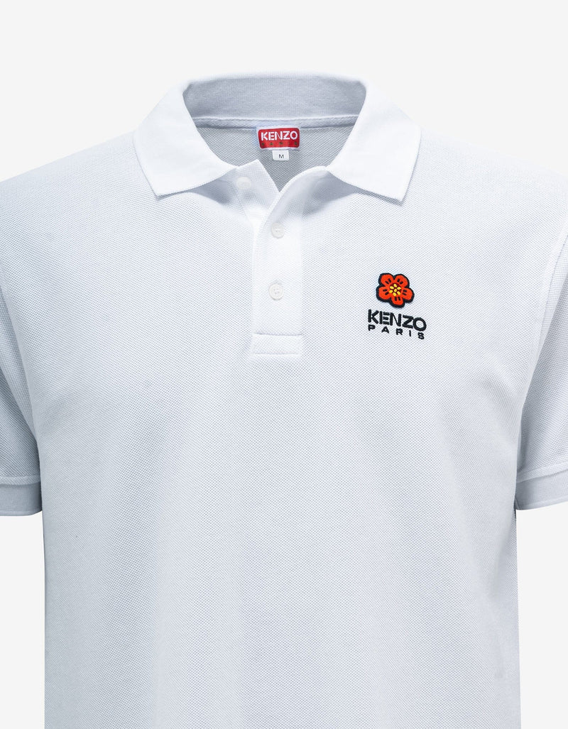 Kenzo White 'Boke Flower' Crest Polo T-Shirt