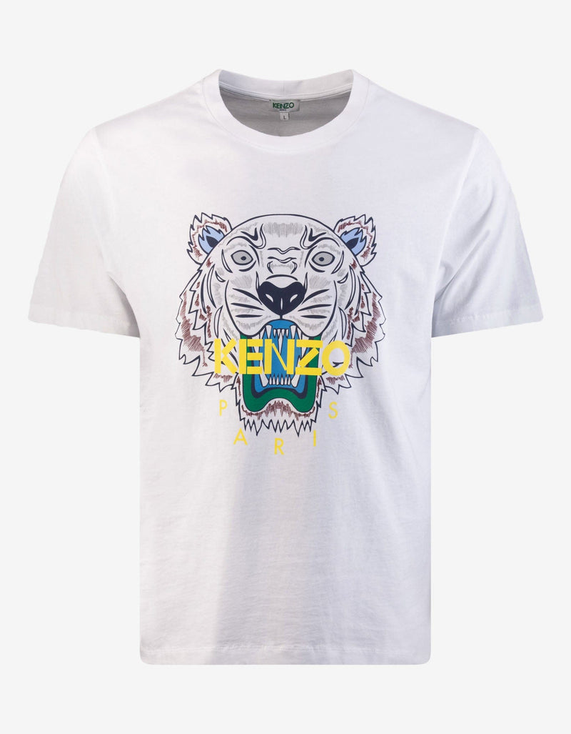 Kenzo White Tiger Print T-Shirt