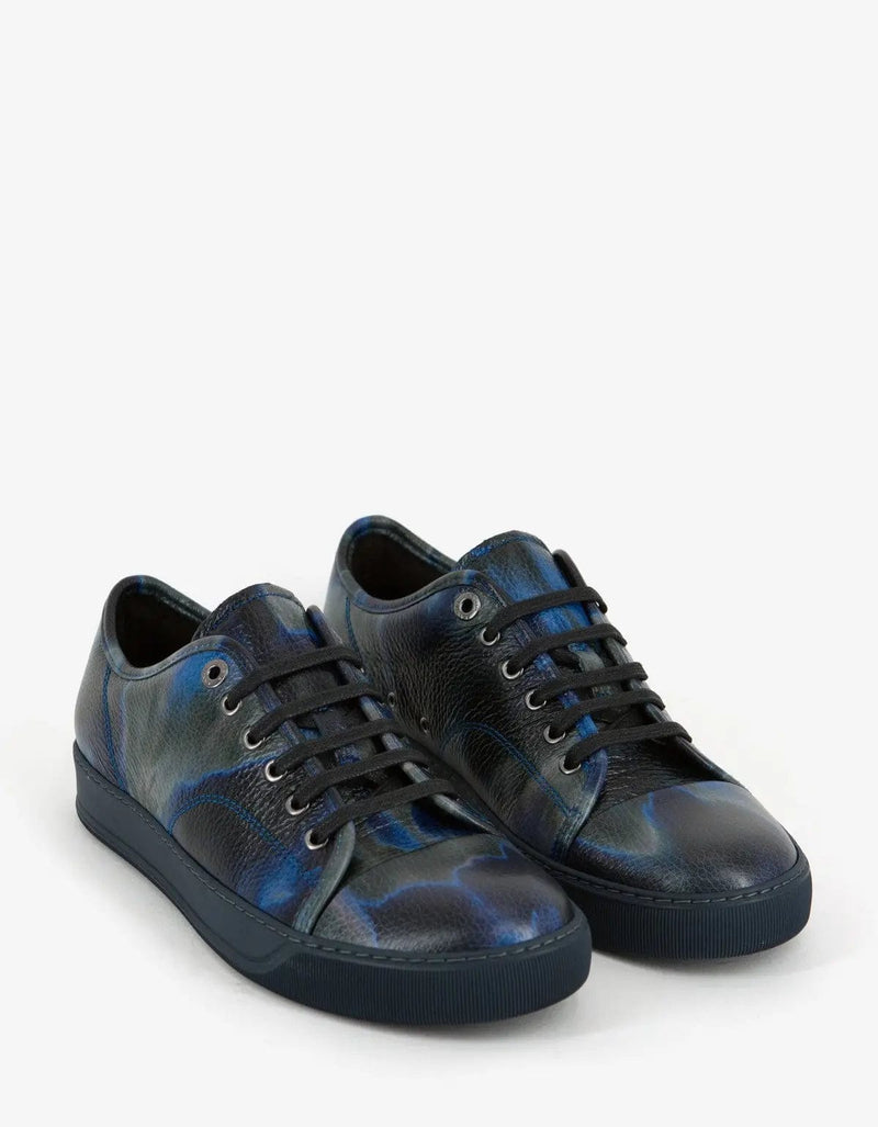 Lanvin Blue Tye & Dye Print Leather Trainers