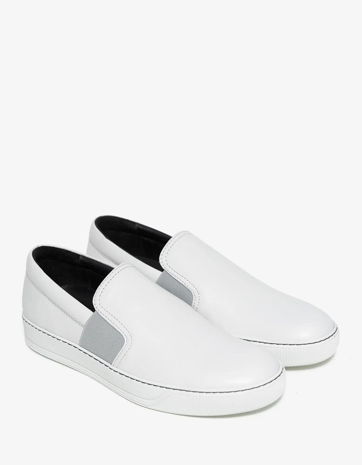 Lanvin Lanvin Aged White Leather Slip On Trainers