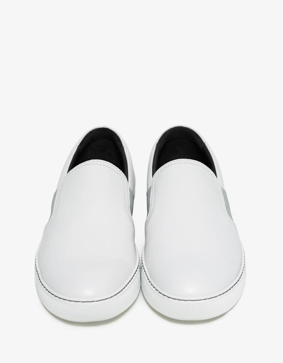 Lanvin Lanvin Aged White Leather Slip On Trainers