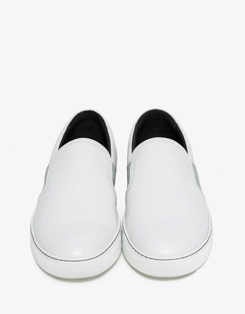 Lanvin Lanvin Aged White Leather Slip On Trainers